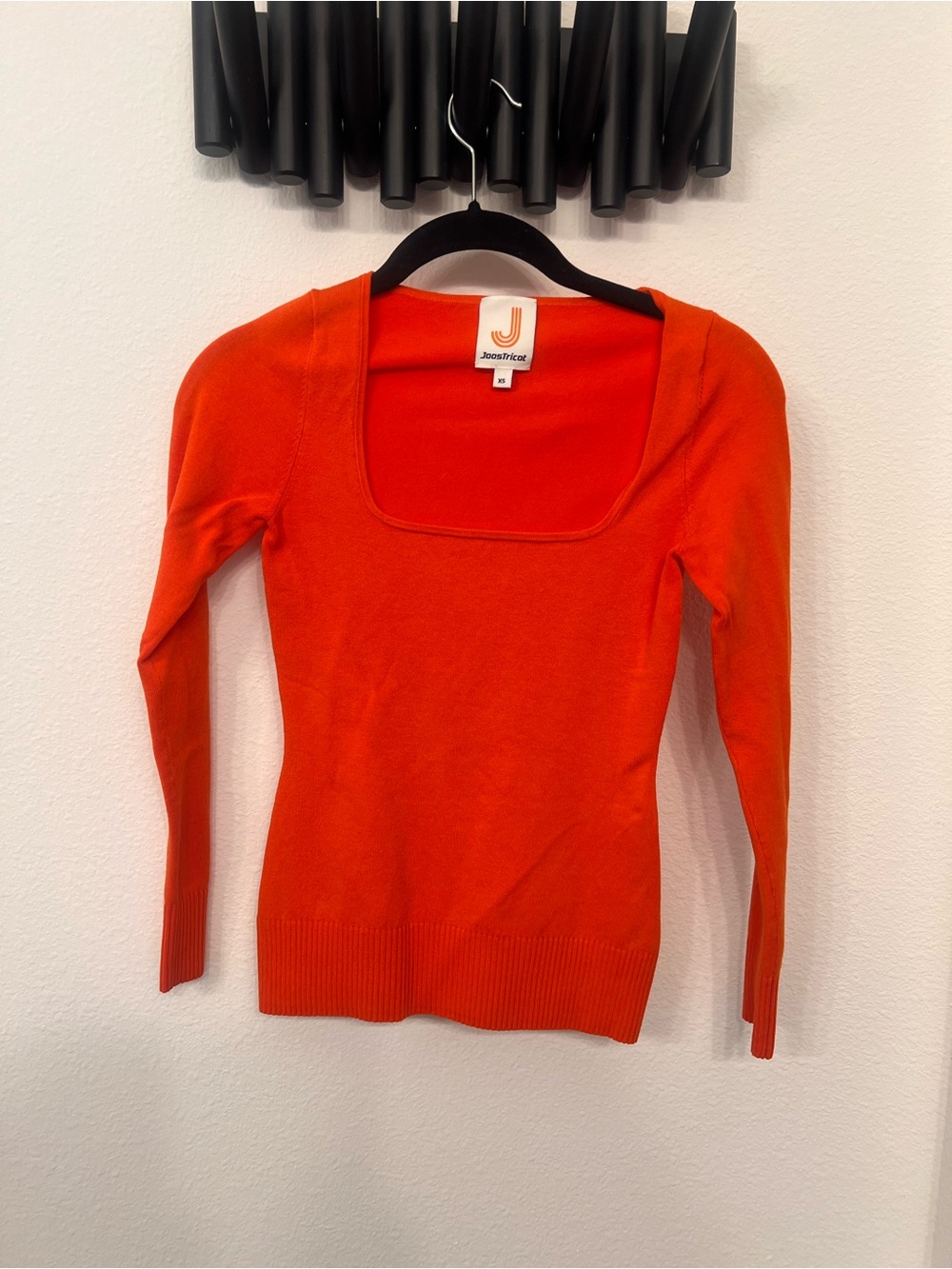 JoosTricot Bright Orange Square Neck Knit Top